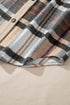 Khaki Plaid Patchwork Long Sleeve Shirt Mini Dress
